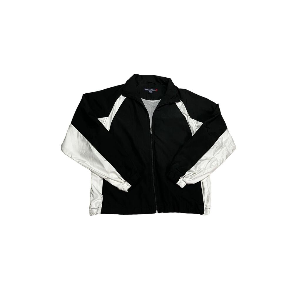Sport Tek by Port Authority Nylon Jacket Black White Size Medium Running Vents
